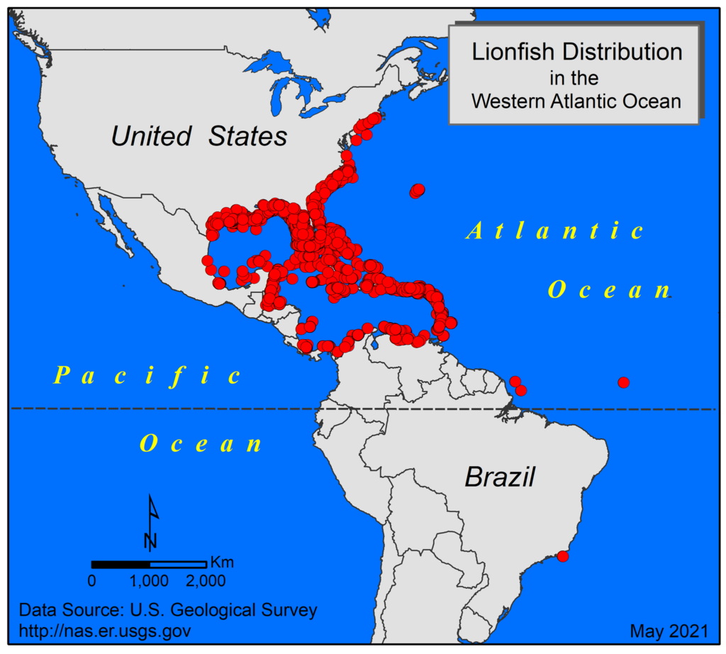 2021 Lionfish Invasion map