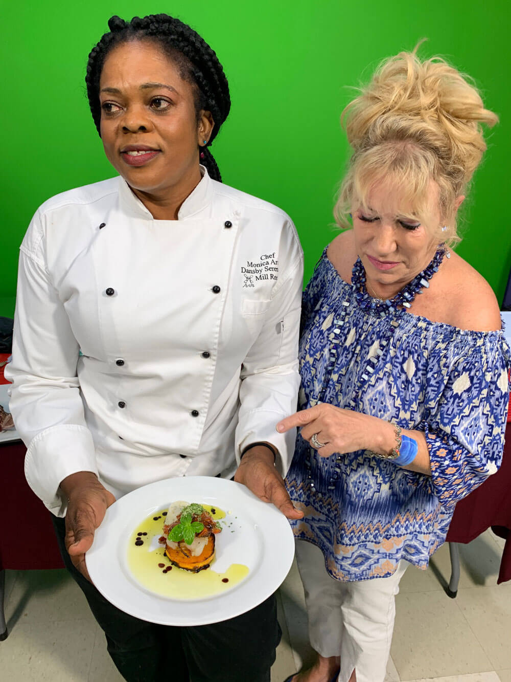 On Antigua television with Chef Monica demonstrating cooking lionfish