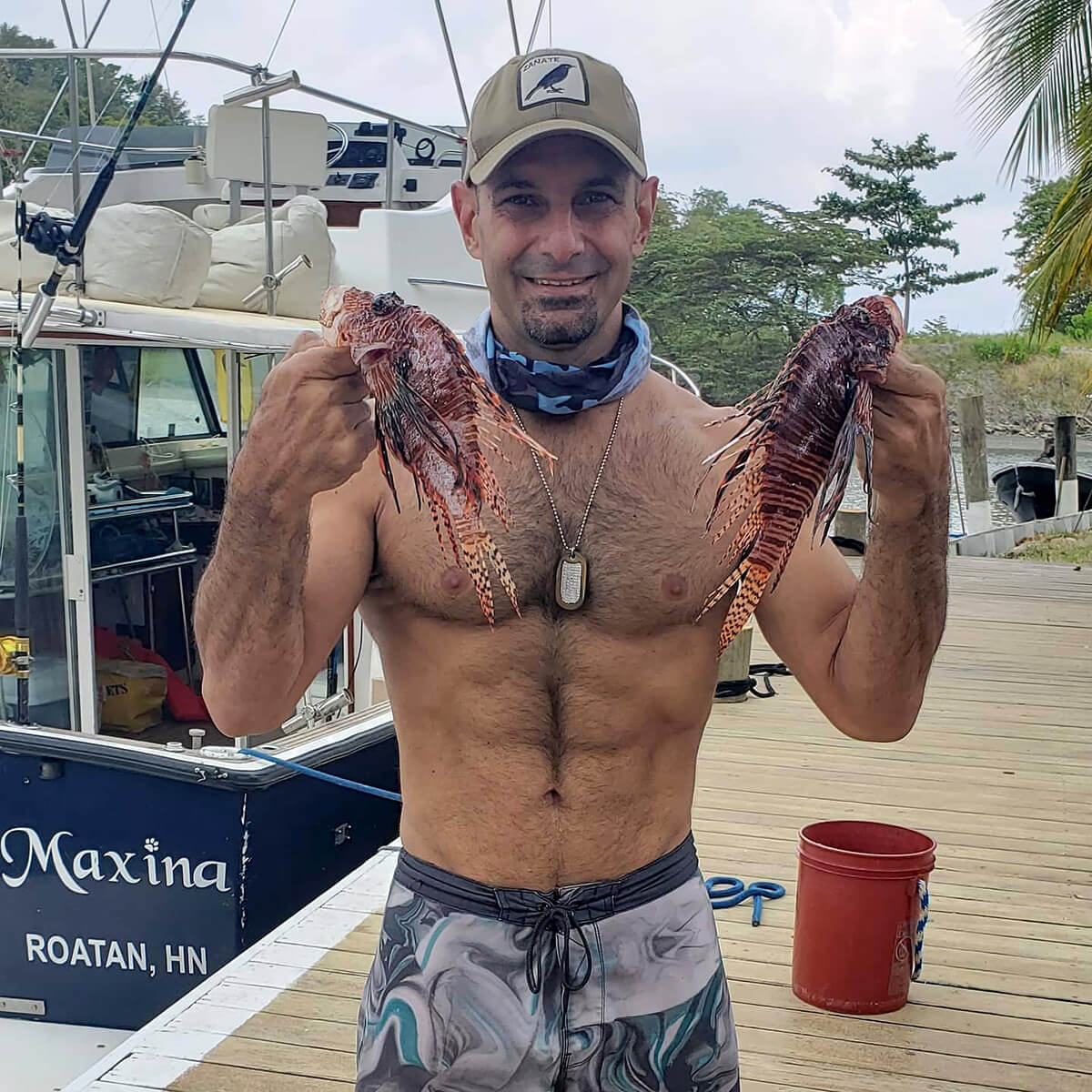 Fabio Buitrago holding lionfish