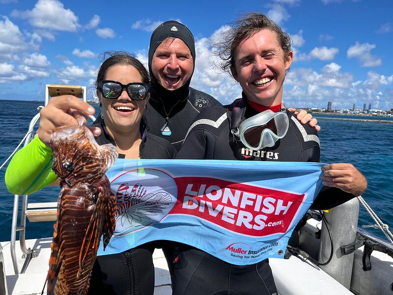 Lionfish catch after diviung in Aruba