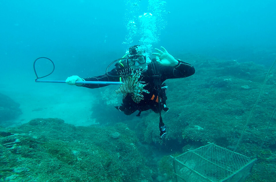 Roger with lionfish on spear