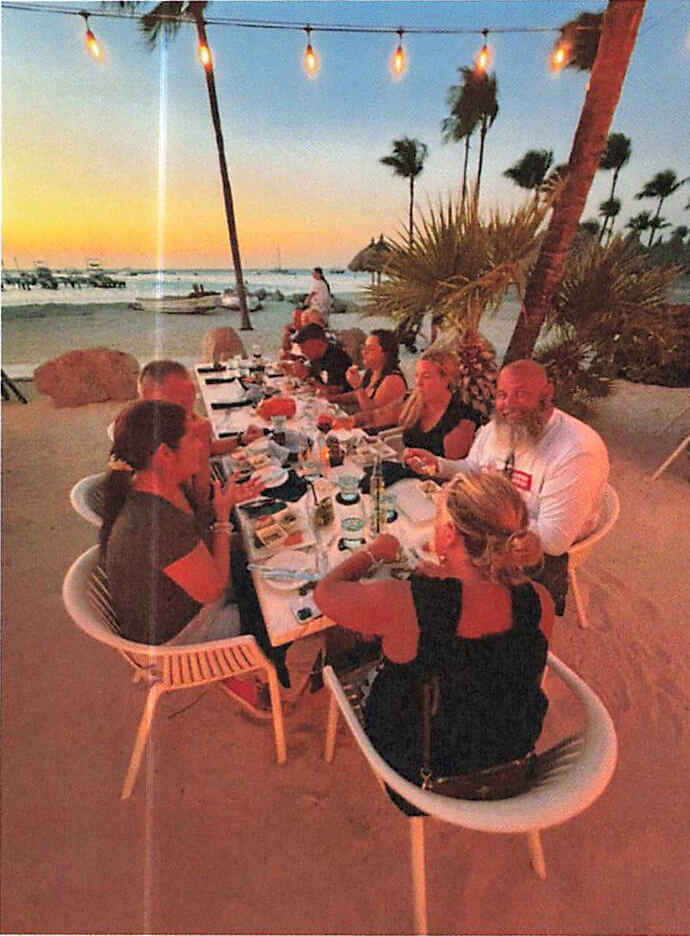 Beachside dinner as the sun sets